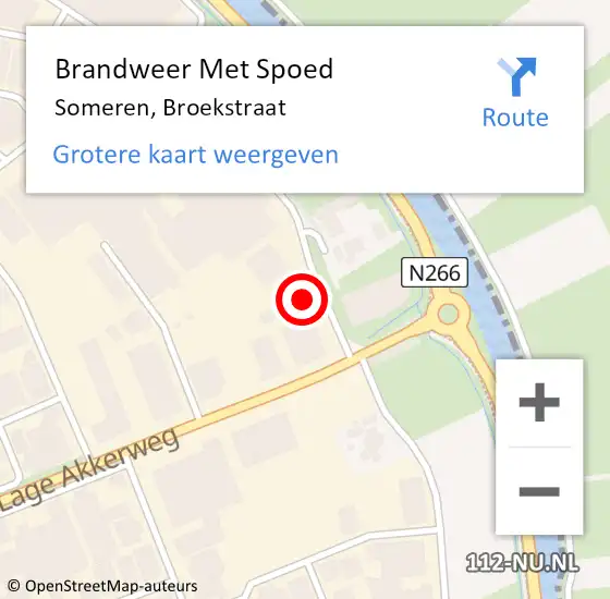 Locatie op kaart van de 112 melding: Brandweer Met Spoed Naar Someren, Broekstraat op 18 oktober 2022 14:27