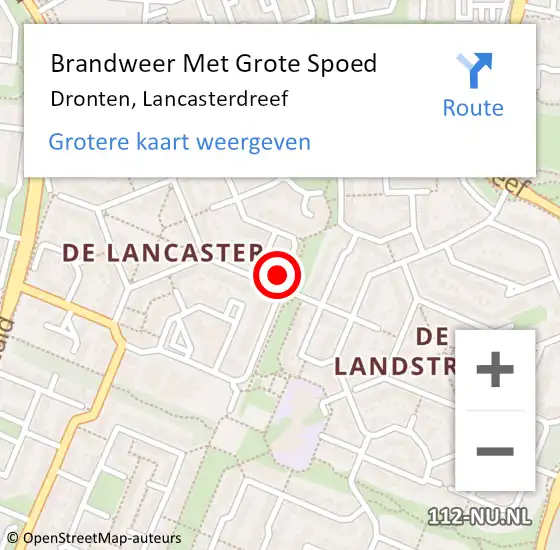 Locatie op kaart van de 112 melding: Brandweer Met Grote Spoed Naar Dronten, Lancasterdreef op 18 oktober 2022 14:28