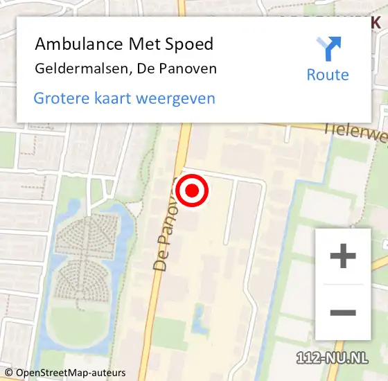 Locatie op kaart van de 112 melding: Ambulance Met Spoed Naar Geldermalsen, De Panoven op 18 oktober 2022 14:53