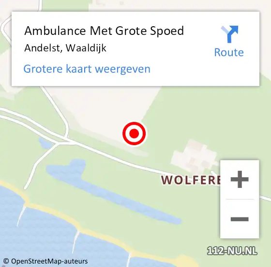 Locatie op kaart van de 112 melding: Ambulance Met Grote Spoed Naar Andelst, Waaldijk op 18 oktober 2022 14:56