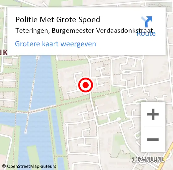 Locatie op kaart van de 112 melding: Politie Met Grote Spoed Naar Teteringen, Burgemeester Verdaasdonkstraat op 18 oktober 2022 14:57