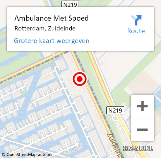 Locatie op kaart van de 112 melding: Ambulance Met Spoed Naar Rotterdam, Zuideinde op 18 oktober 2022 15:05