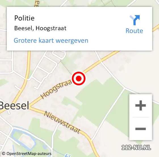 Locatie op kaart van de 112 melding: Politie Beesel, Hoogstraat op 18 oktober 2022 15:33