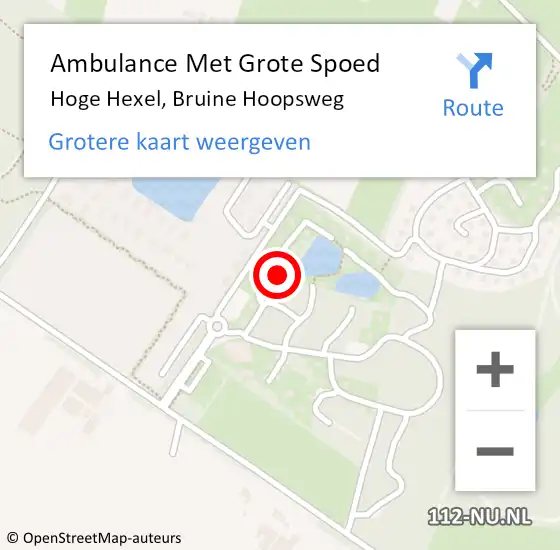 Locatie op kaart van de 112 melding: Ambulance Met Grote Spoed Naar Hoge Hexel, Bruine Hoopsweg op 18 oktober 2022 15:49