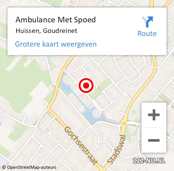 Locatie op kaart van de 112 melding: Ambulance Met Spoed Naar Huissen, Goudreinet op 18 oktober 2022 15:57
