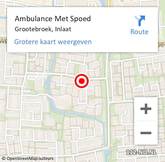 Locatie op kaart van de 112 melding: Ambulance Met Spoed Naar Grootebroek, Inlaat op 18 oktober 2022 15:58