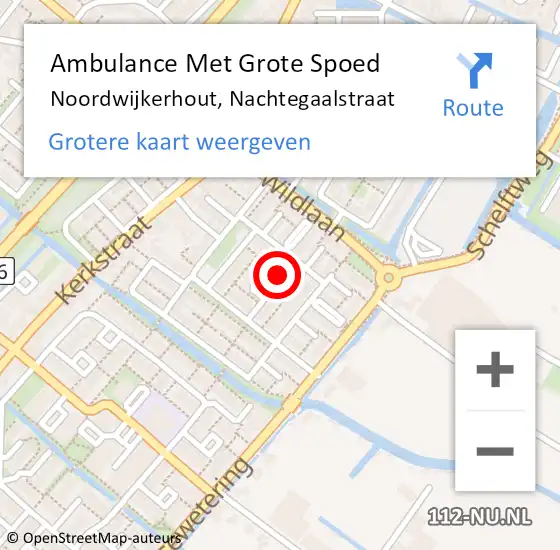 Locatie op kaart van de 112 melding: Ambulance Met Grote Spoed Naar Noordwijkerhout, Nachtegaalstraat op 18 oktober 2022 16:22