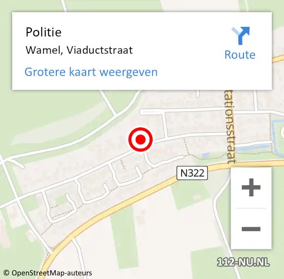 Locatie op kaart van de 112 melding: Politie Wamel, Viaductstraat op 18 oktober 2022 16:31
