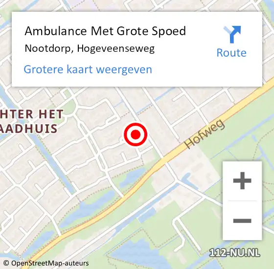 Locatie op kaart van de 112 melding: Ambulance Met Grote Spoed Naar Nootdorp, Hogeveenseweg op 18 oktober 2022 16:43