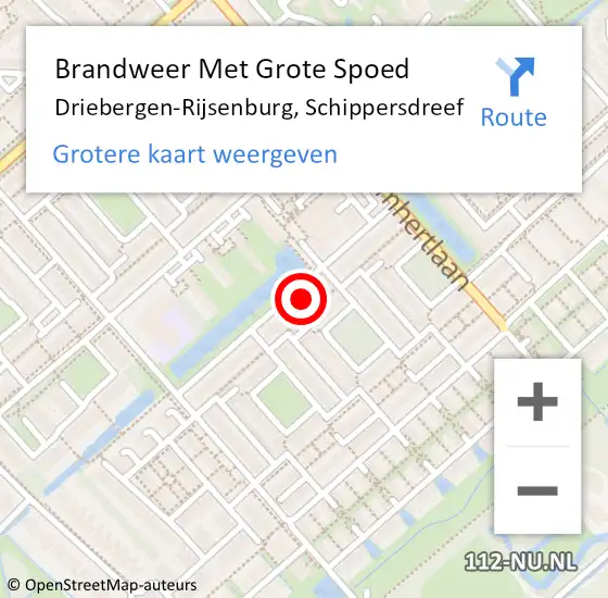Locatie op kaart van de 112 melding: Brandweer Met Grote Spoed Naar Driebergen-Rijsenburg, Schippersdreef op 18 oktober 2022 16:46