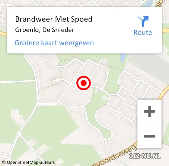 Locatie op kaart van de 112 melding: Brandweer Met Spoed Naar Groenlo, De Snieder op 18 oktober 2022 16:54