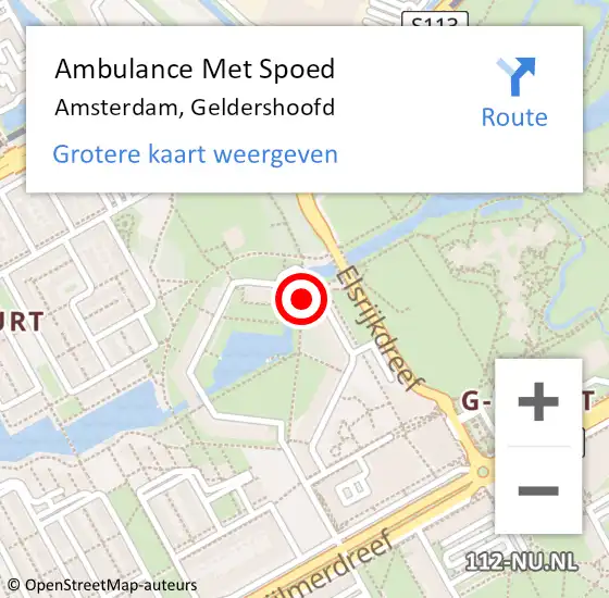 Locatie op kaart van de 112 melding: Ambulance Met Spoed Naar Amsterdam-Zuidoost, Geldershoofd op 18 oktober 2022 17:03