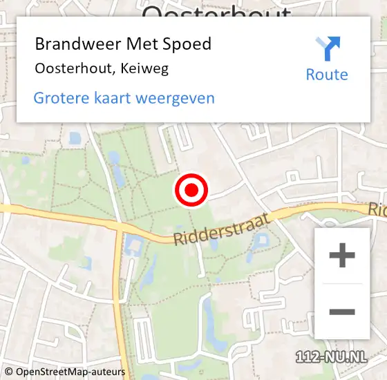 Locatie op kaart van de 112 melding: Brandweer Met Spoed Naar Oosterhout, Keiweg op 18 oktober 2022 17:11