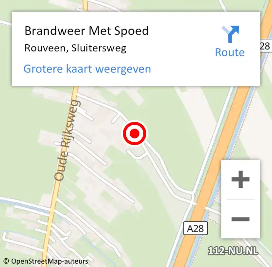 Locatie op kaart van de 112 melding: Brandweer Met Spoed Naar Rouveen, Sluitersweg op 1 augustus 2014 22:30