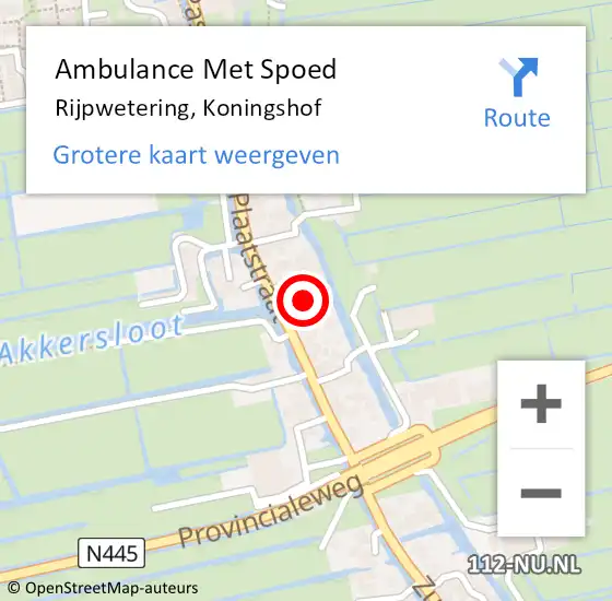 Locatie op kaart van de 112 melding: Ambulance Met Spoed Naar Rijpwetering, Koningshof op 18 oktober 2022 18:05