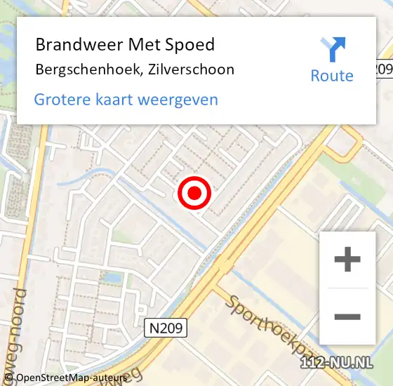 Locatie op kaart van de 112 melding: Brandweer Met Spoed Naar Bergschenhoek, Zilverschoon op 18 oktober 2022 18:08