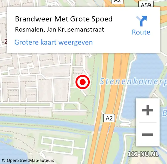 Locatie op kaart van de 112 melding: Brandweer Met Grote Spoed Naar Rosmalen, Jan Krusemanstraat op 18 oktober 2022 18:40