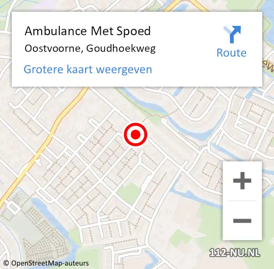 Locatie op kaart van de 112 melding: Ambulance Met Spoed Naar Oostvoorne, Goudhoekweg op 18 oktober 2022 18:48