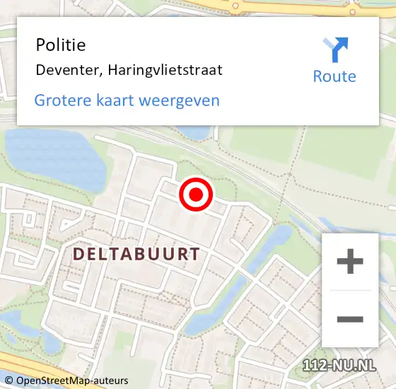 Locatie op kaart van de 112 melding: Politie Deventer, Haringvlietstraat op 18 oktober 2022 19:40