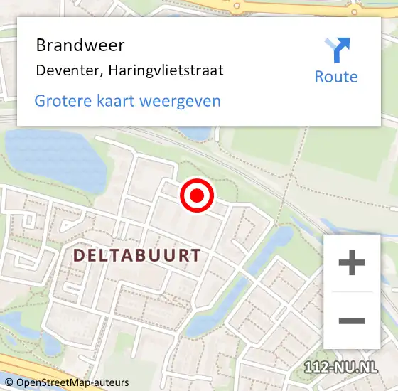 Locatie op kaart van de 112 melding: Brandweer Deventer, Haringvlietstraat op 18 oktober 2022 19:51