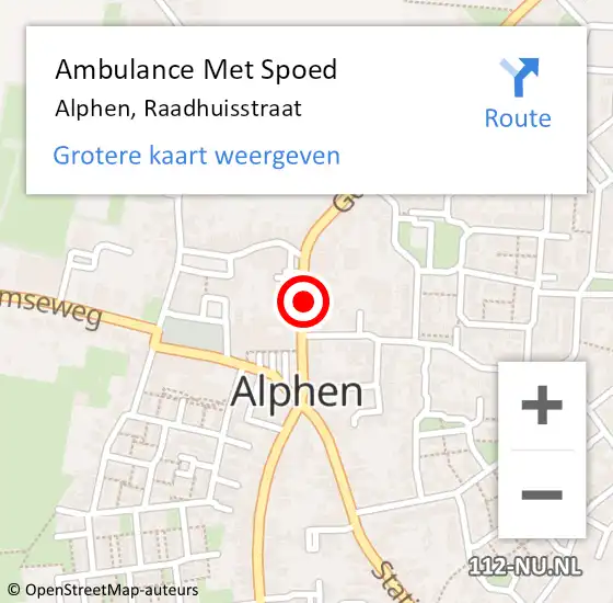 Locatie op kaart van de 112 melding: Ambulance Met Spoed Naar Alphen, Raadhuisstraat op 18 oktober 2022 20:05