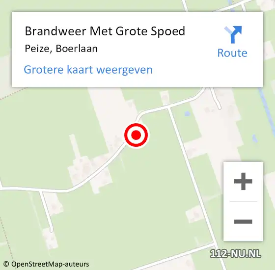 Locatie op kaart van de 112 melding: Brandweer Met Grote Spoed Naar Peize, Boerlaan op 1 augustus 2014 22:54