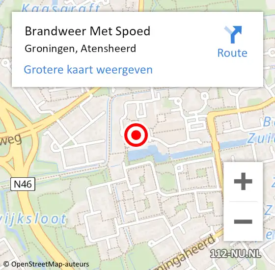 Locatie op kaart van de 112 melding: Brandweer Met Spoed Naar Groningen, Atensheerd op 18 oktober 2022 20:56