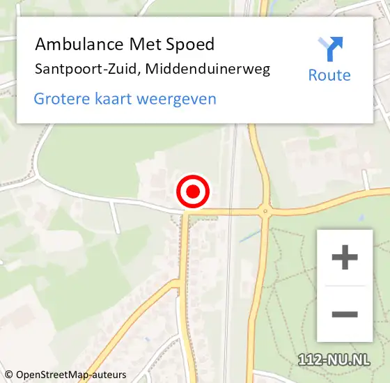 Locatie op kaart van de 112 melding: Ambulance Met Spoed Naar Santpoort-Zuid, Middenduinerweg op 18 oktober 2022 21:09