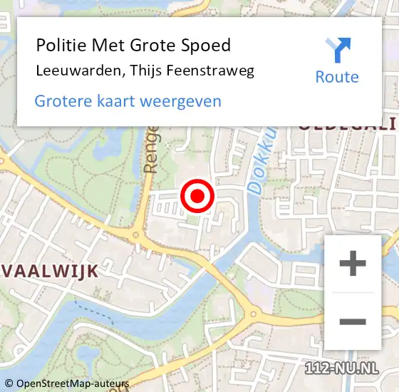 Locatie op kaart van de 112 melding: Politie Met Grote Spoed Naar Leeuwarden, Thijs Feenstraweg op 18 oktober 2022 21:17