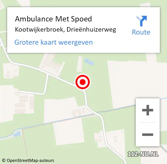 Locatie op kaart van de 112 melding: Ambulance Met Spoed Naar Kootwijkerbroek, Drieënhuizerweg op 18 oktober 2022 21:25