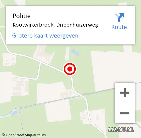Locatie op kaart van de 112 melding: Politie Kootwijkerbroek, Drieënhuizerweg op 18 oktober 2022 21:26