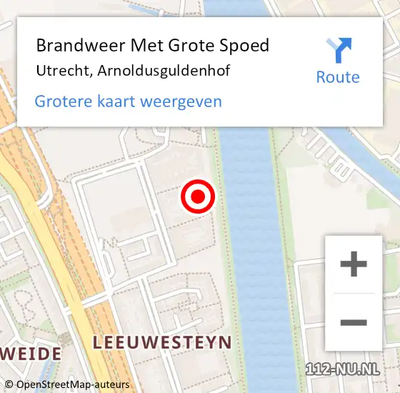 Locatie op kaart van de 112 melding: Brandweer Met Grote Spoed Naar Utrecht, Arnoldusguldenhof op 18 oktober 2022 21:44