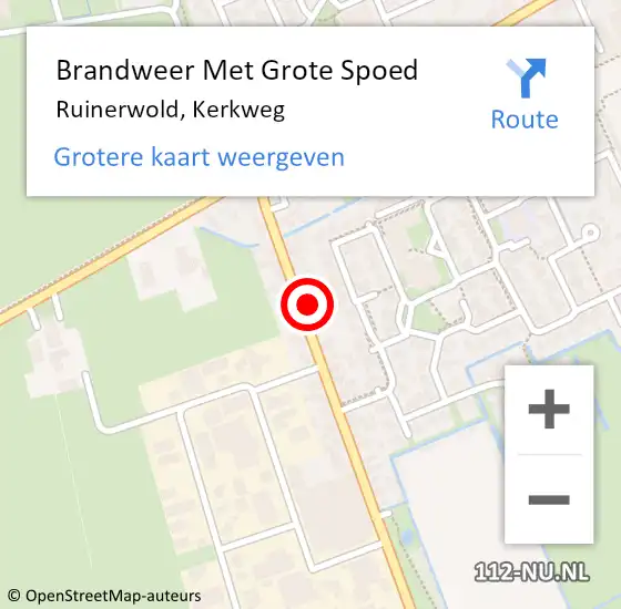 Locatie op kaart van de 112 melding: Brandweer Met Grote Spoed Naar Ruinerwold, Kerkweg op 18 oktober 2022 22:07