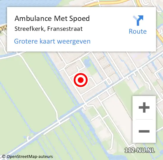 Locatie op kaart van de 112 melding: Ambulance Met Spoed Naar Streefkerk, Fransestraat op 18 oktober 2022 22:11