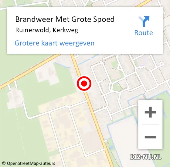 Locatie op kaart van de 112 melding: Brandweer Met Grote Spoed Naar Ruinerwold, Kerkweg op 18 oktober 2022 22:16