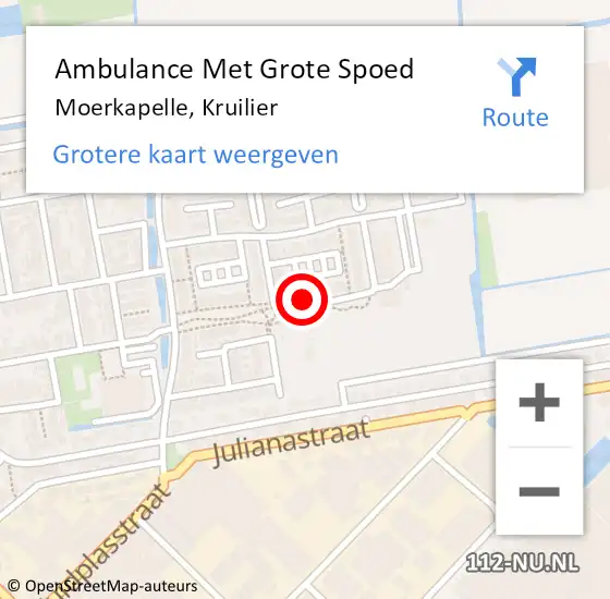 Locatie op kaart van de 112 melding: Ambulance Met Grote Spoed Naar Moerkapelle, Kruilier op 18 oktober 2022 22:41