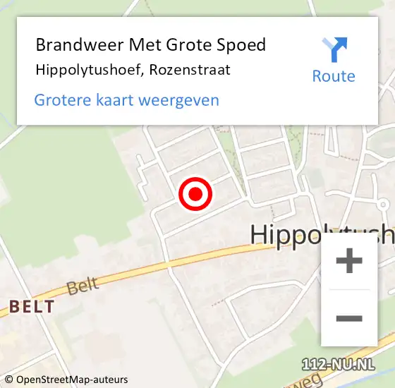 Locatie op kaart van de 112 melding: Brandweer Met Grote Spoed Naar Hippolytushoef, Rozenstraat op 19 oktober 2022 01:08