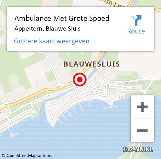 Locatie op kaart van de 112 melding: Ambulance Met Grote Spoed Naar Appeltern, Blauwe Sluis op 19 oktober 2022 01:39