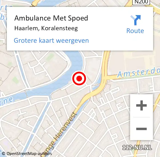 Locatie op kaart van de 112 melding: Ambulance Met Spoed Naar Haarlem, Koralensteeg op 19 oktober 2022 02:07