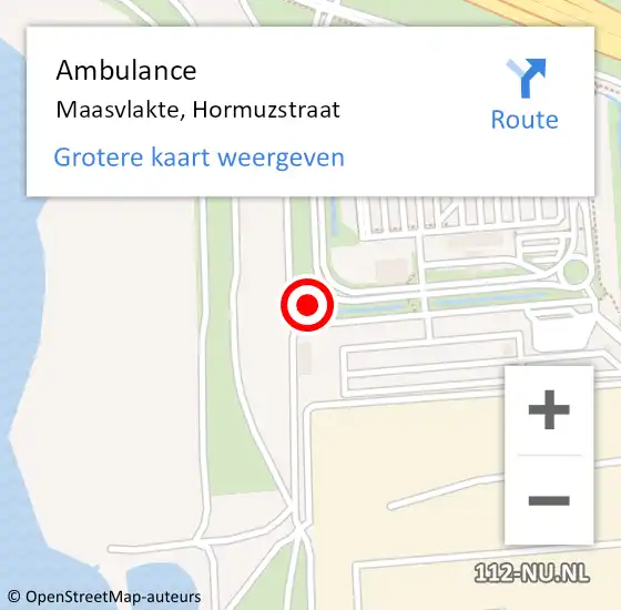 Locatie op kaart van de 112 melding: Ambulance Maasvlakte, Hormuzstraat op 19 oktober 2022 02:18