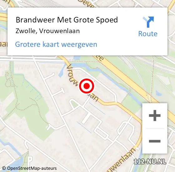 Locatie op kaart van de 112 melding: Brandweer Met Grote Spoed Naar Zwolle, Vrouwenlaan op 19 oktober 2022 02:42
