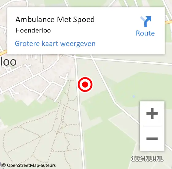 Locatie op kaart van de 112 melding: Ambulance Met Spoed Naar Hoenderloo op 19 oktober 2022 02:47