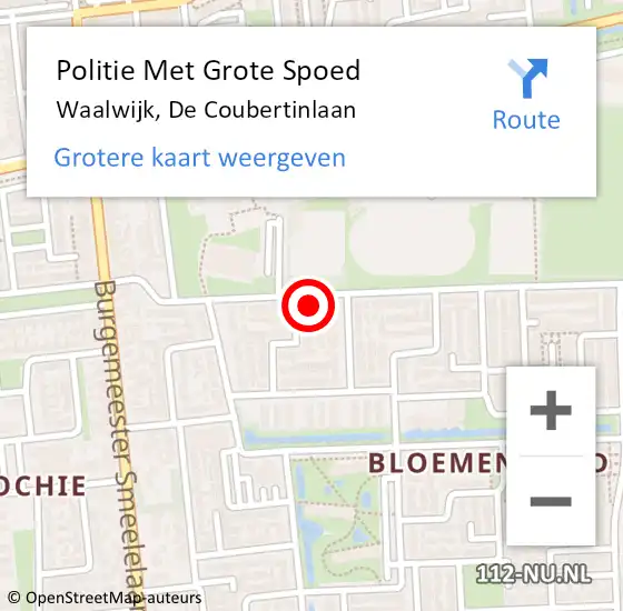 Locatie op kaart van de 112 melding: Politie Met Grote Spoed Naar Waalwijk, De Coubertinlaan op 19 oktober 2022 03:51
