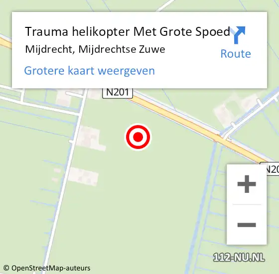 Locatie op kaart van de 112 melding: Trauma helikopter Met Grote Spoed Naar Mijdrecht, Mijdrechtse Zuwe op 19 oktober 2022 05:52