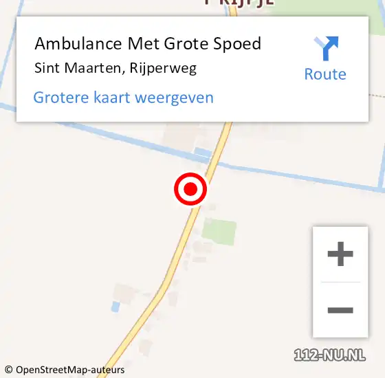 Locatie op kaart van de 112 melding: Ambulance Met Grote Spoed Naar Sint Maarten, Rijperweg op 19 oktober 2022 06:17