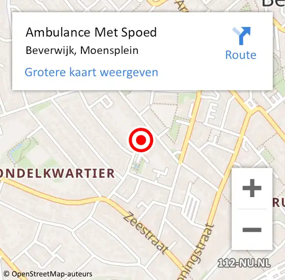 Locatie op kaart van de 112 melding: Ambulance Met Spoed Naar Beverwijk, Moensplein op 19 oktober 2022 07:13