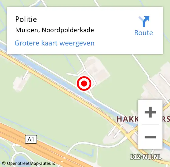 Locatie op kaart van de 112 melding: Politie Muiden, Noordpolderkade op 19 oktober 2022 07:20