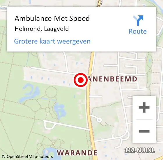 Locatie op kaart van de 112 melding: Ambulance Met Spoed Naar Helmond, Laagveld op 1 augustus 2014 23:31