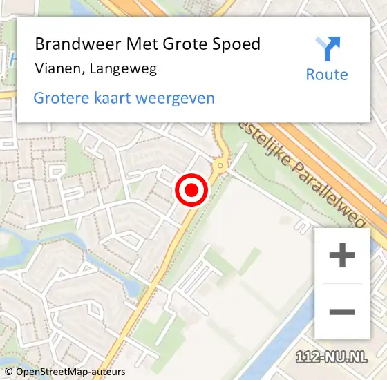 Locatie op kaart van de 112 melding: Brandweer Met Grote Spoed Naar Vianen, Langeweg op 19 oktober 2022 07:33