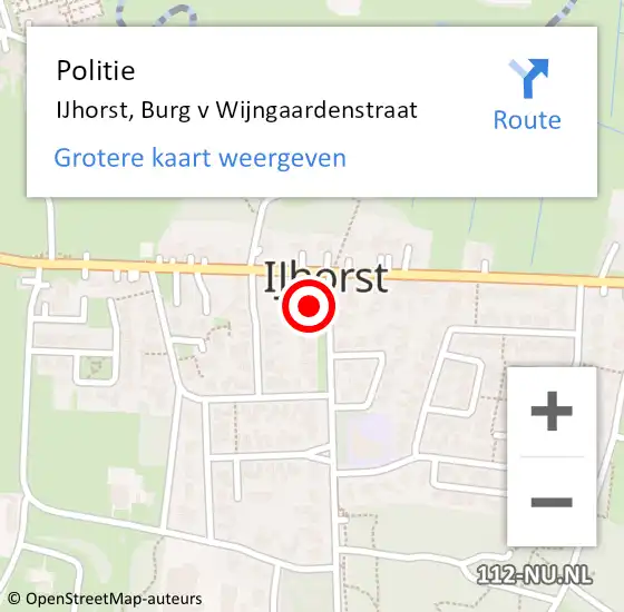 Locatie op kaart van de 112 melding: Politie IJhorst, Burg v Wijngaardenstraat op 19 oktober 2022 07:45